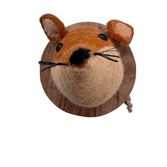 Felt Wool Faux Trophy Fox Head  Wall Decor Nursery Fast Shipping - Picture 3 of 11